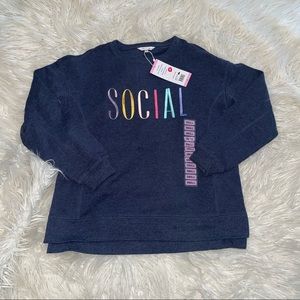 Wildfox Social Sweatshirt Navy Blue